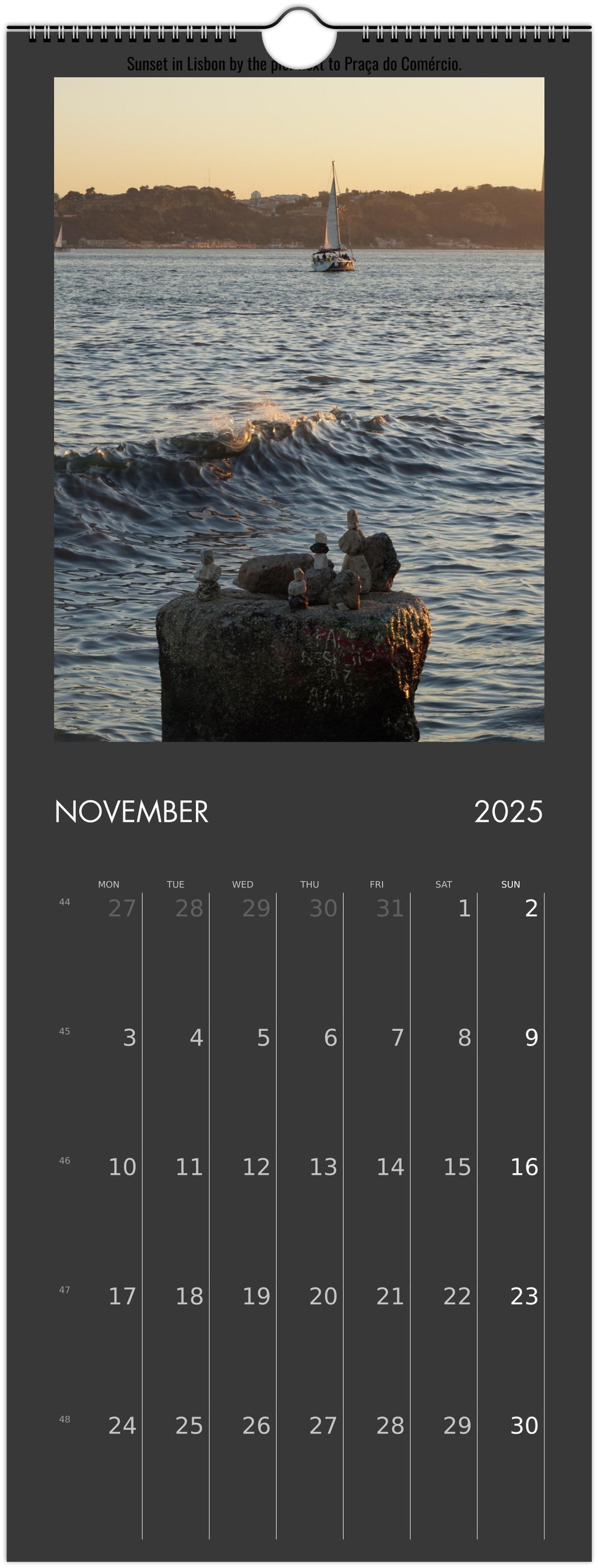 Wall calendar - 2025 in 12 places.