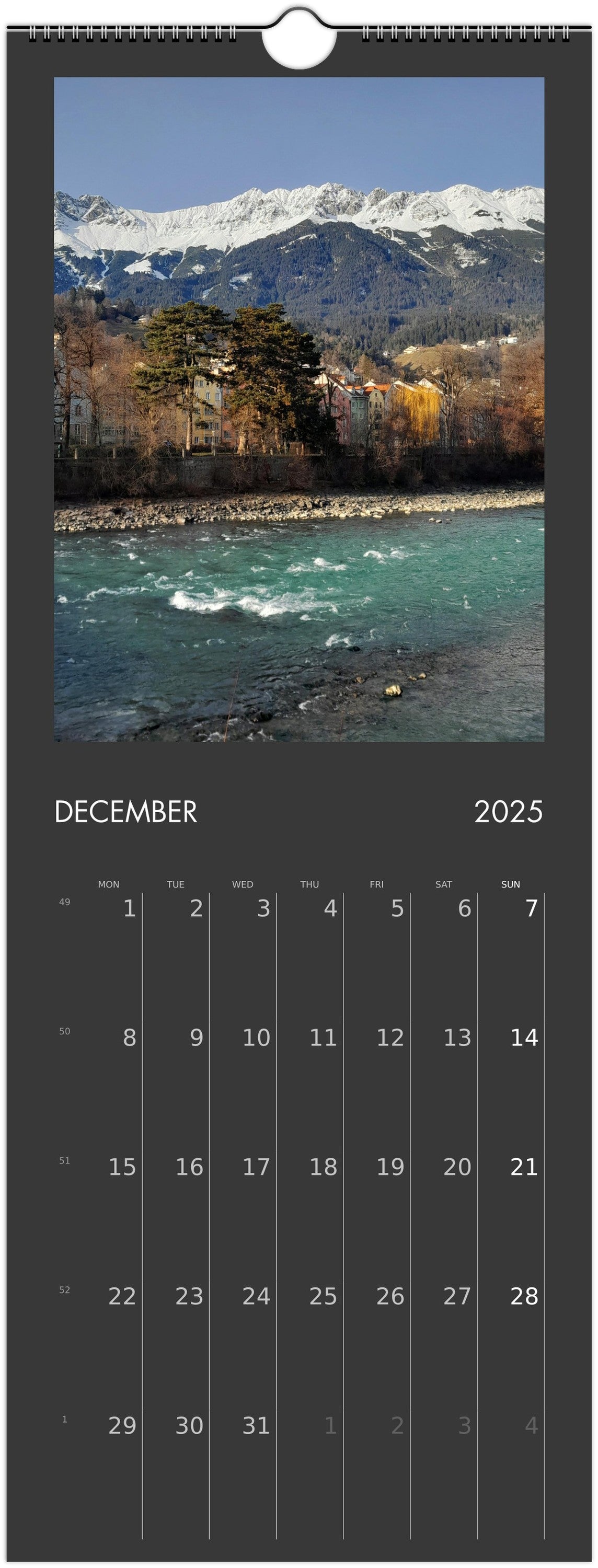 Wall calendar - 2025 in 12 places.