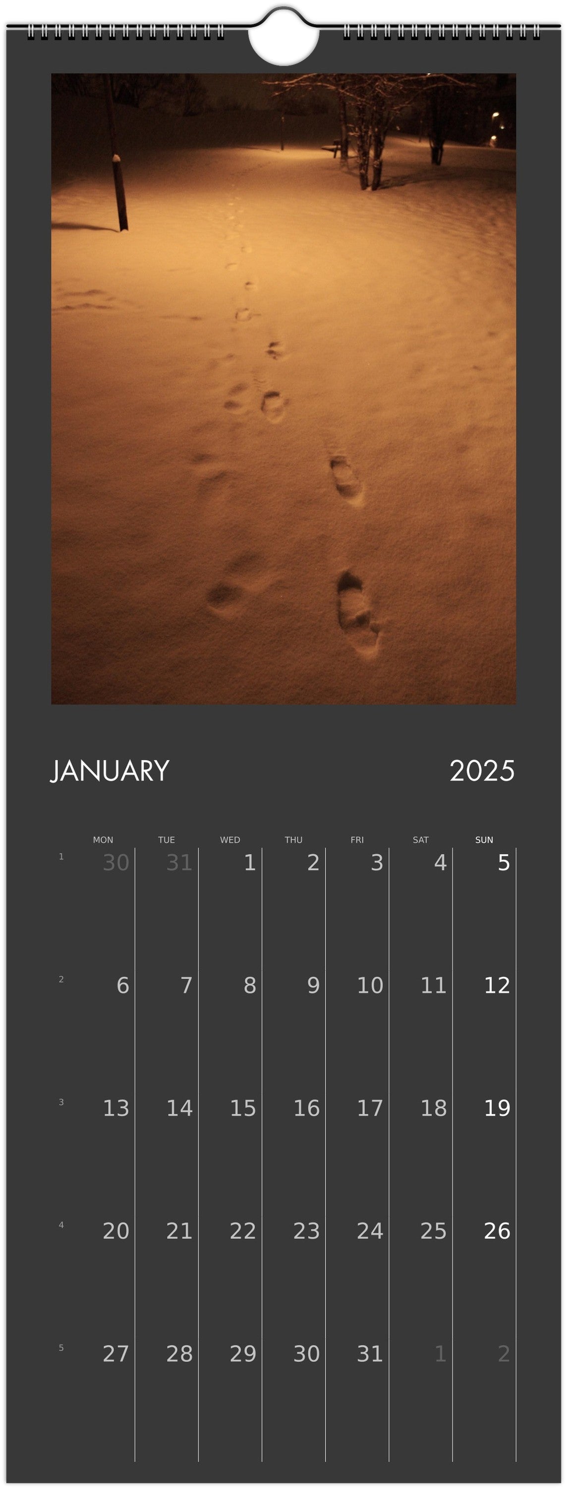 Wall calendar - 2025 in 12 places.