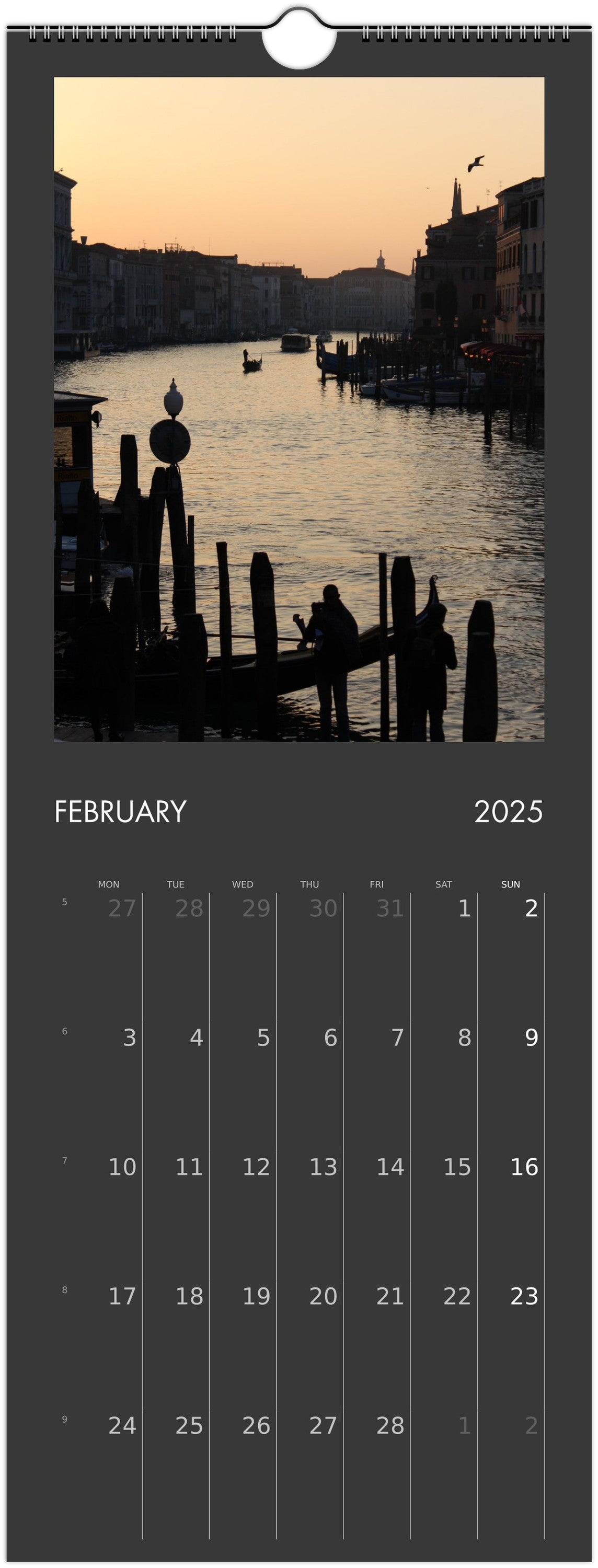 Wall calendar - 2025 in 12 places.