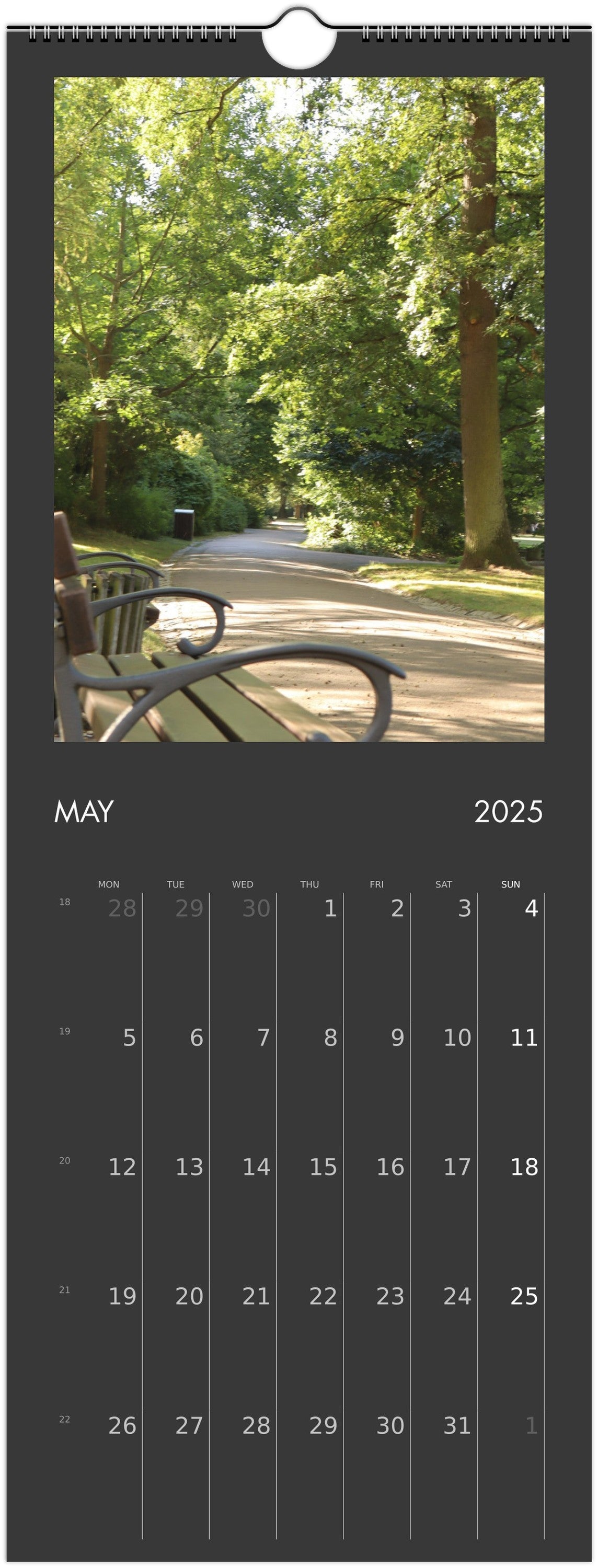 Wall calendar - 2025 in 12 places.