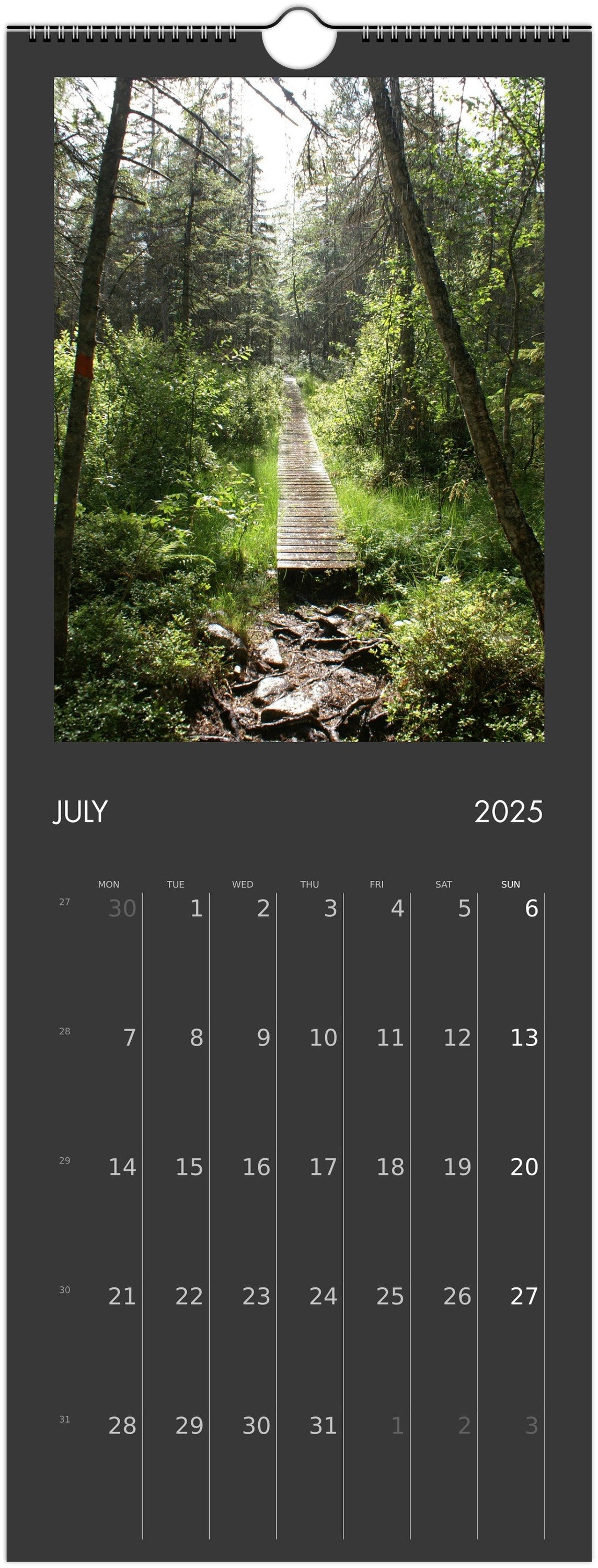 Wall calendar - 2025 in 12 places.