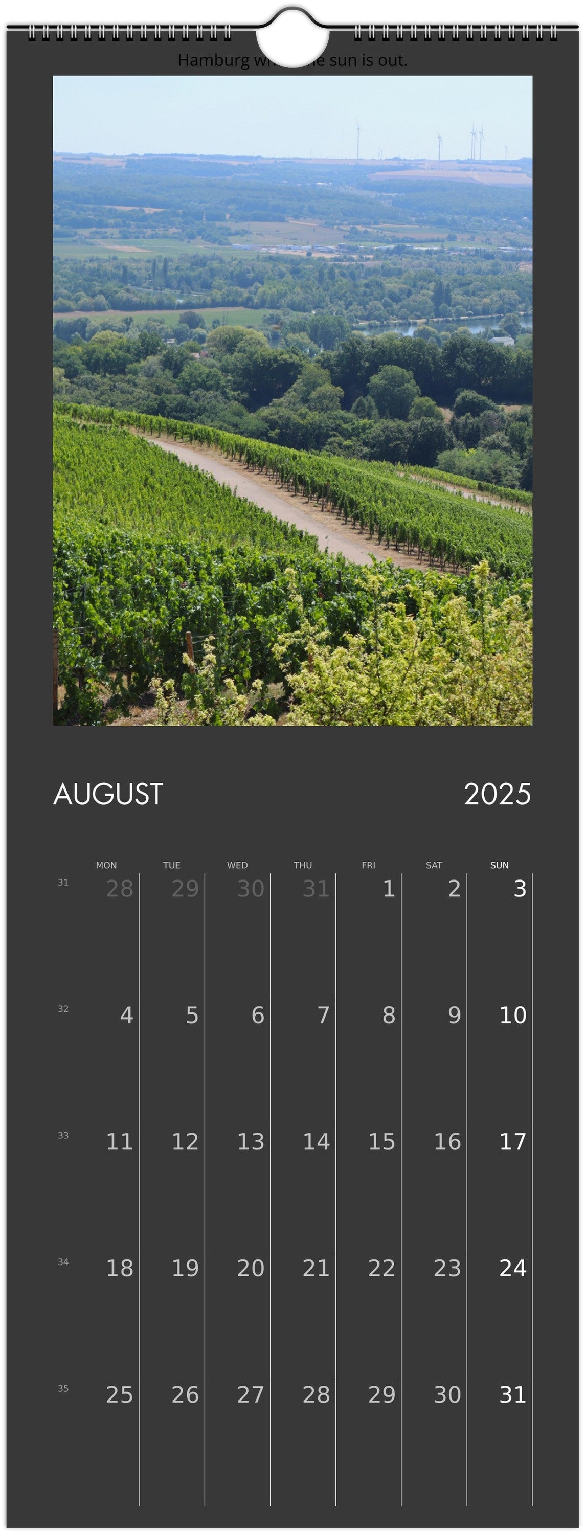 Wall calendar - 2025 in 12 places.